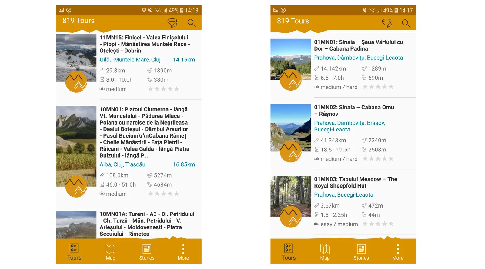  Trails displayed based on GPS