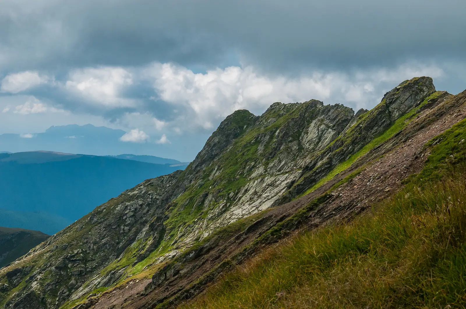  Spre stânga putem vedea creasta stâncoasă dintre Vârful Lespezi și Șeuța Lespezi, cea pe care ne vom întoarce.