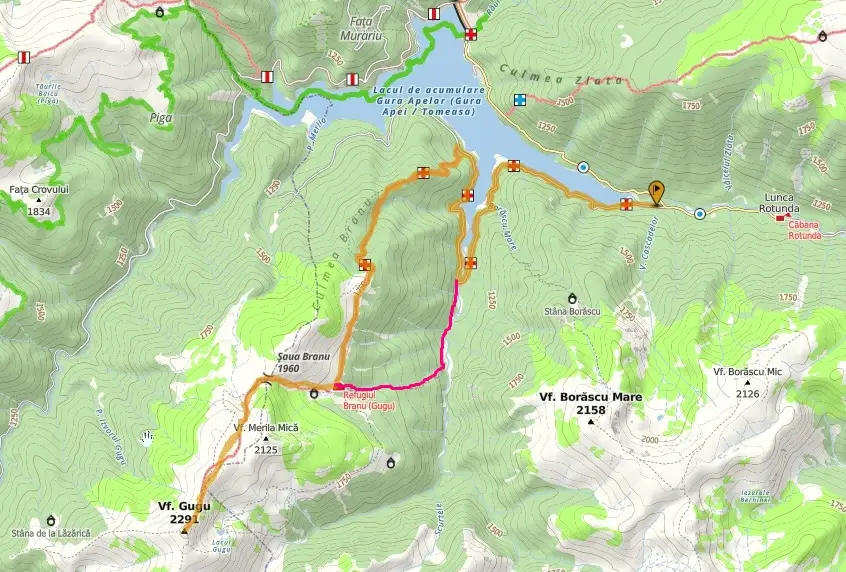  Harta traseu propus spre Vf. Gugu - site Muntii Nostri