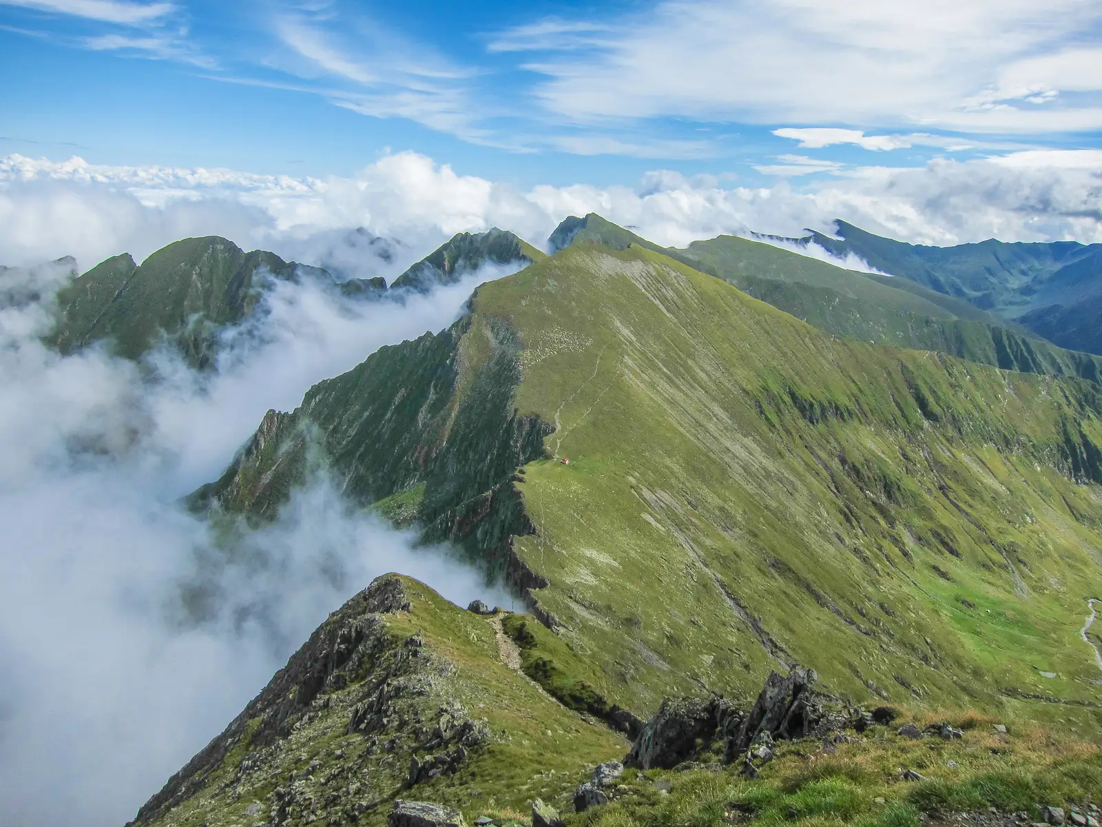 Valea Oltului - Vf. Şerbota - Vf. Negoiu - Saua Podragului - Vf. Viștea Mare - Fereastra Mare a Sâmbetei - sub Vf. Urlea - pe lângă Vf. Dara - Curmătura Lerescului - Cabana Plaiul Foii